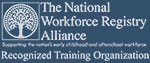 Logo with text: The National Workforce Registry Alliance. Recognized Training Organization.